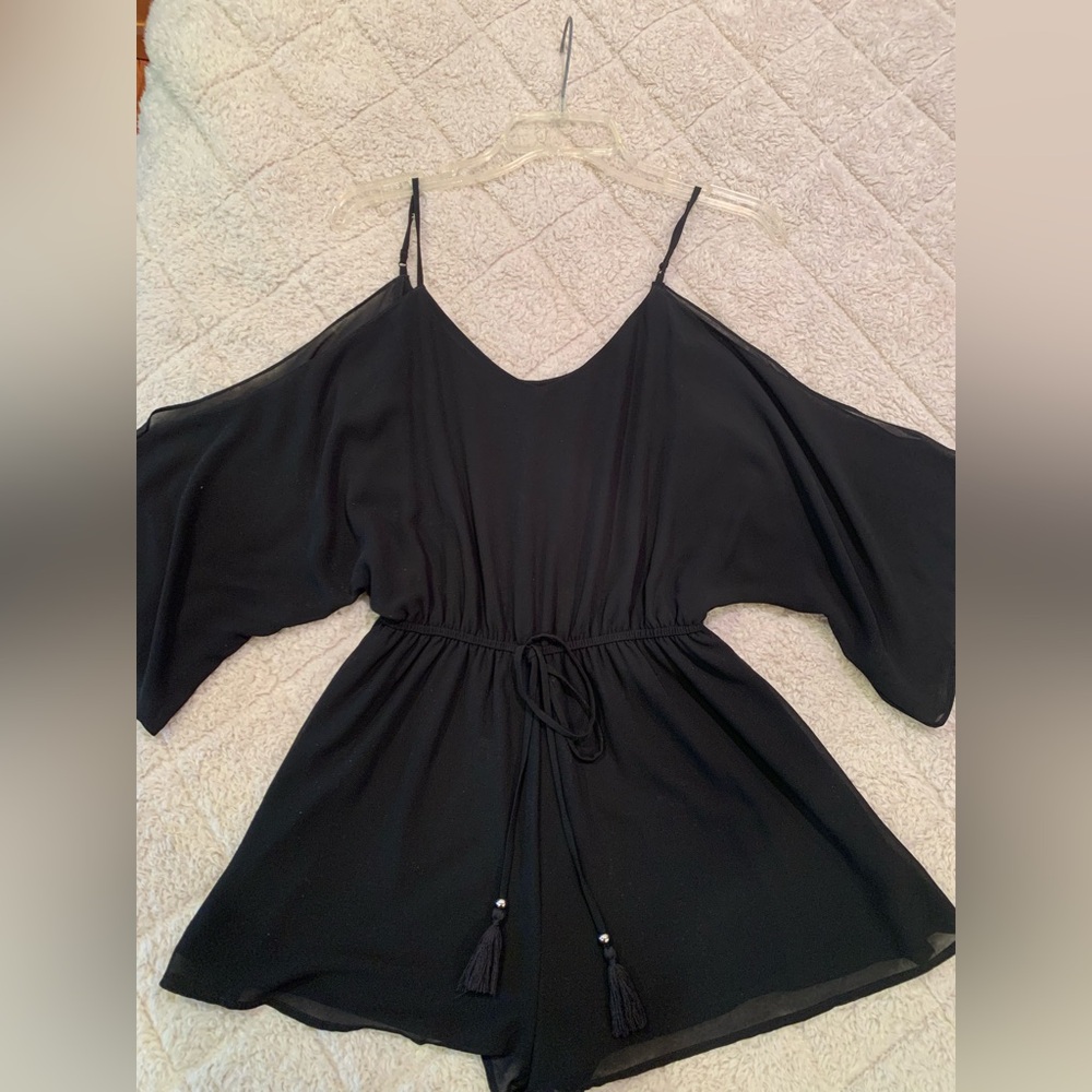 Naked Zebra Black Cold-Shoulder Romper